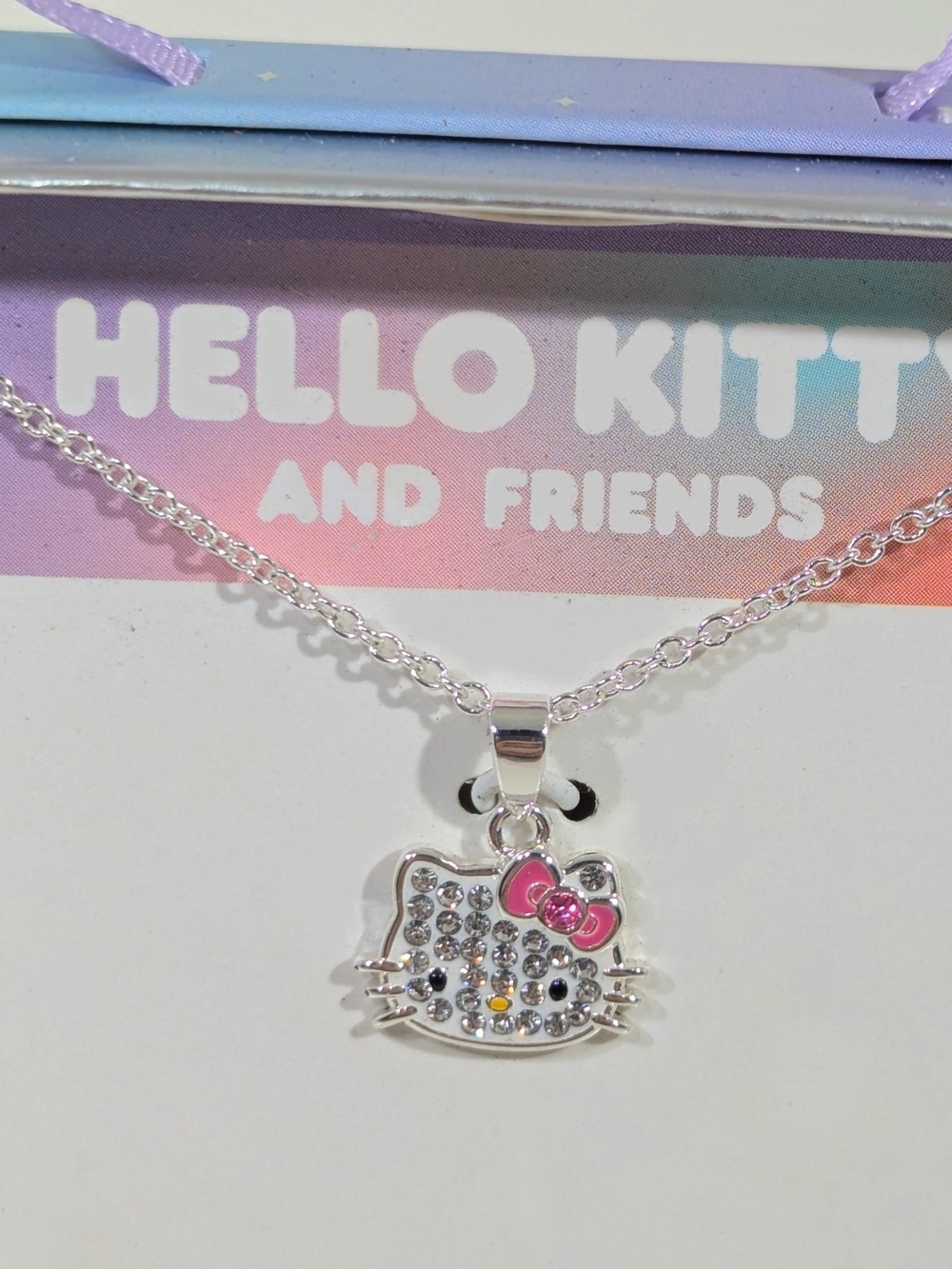 Hello Kitty Fine Silver Plated Pendant Necklace - Purple Accent